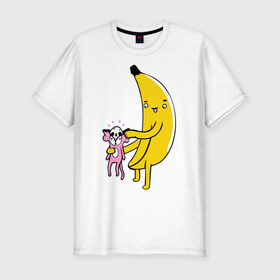 Мужская футболка премиум с принтом Мстительный банан в Тюмени, 92% хлопок, 8% лайкра | приталенный силуэт, круглый вырез ворота, длина до линии бедра, короткий рукав | bananes | мартышка | обезьяна | фрукты