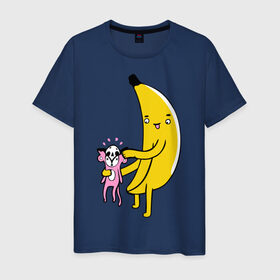 Мужская футболка хлопок с принтом Мстительный банан в Тюмени, 100% хлопок | прямой крой, круглый вырез горловины, длина до линии бедер, слегка спущенное плечо. | bananes | мартышка | обезьяна | фрукты