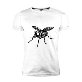 Мужская футболка премиум с принтом Рентген мухи в Тюмени, 92% хлопок, 8% лайкра | приталенный силуэт, круглый вырез ворота, длина до линии бедра, короткий рукав | скелет