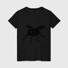 Женская футболка хлопок с принтом Рентген мухи в Тюмени, 100% хлопок | прямой крой, круглый вырез горловины, длина до линии бедер, слегка спущенное плечо | скелет