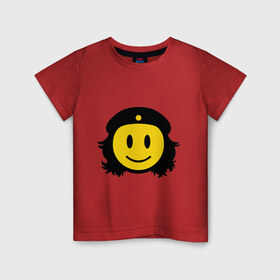 Детская футболка хлопок с принтом Смайл Че Гевара в Тюмени, 100% хлопок | круглый вырез горловины, полуприлегающий силуэт, длина до линии бедер | che gevara | smile | смайл