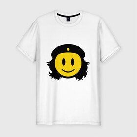 Мужская футболка премиум с принтом Смайл Че Гевара в Тюмени, 92% хлопок, 8% лайкра | приталенный силуэт, круглый вырез ворота, длина до линии бедра, короткий рукав | che gevara | smile | смайл