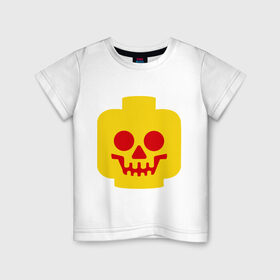 Детская футболка хлопок с принтом Страшная лего-рожица в Тюмени, 100% хлопок | круглый вырез горловины, полуприлегающий силуэт, длина до линии бедер | Тематика изображения на принте: голова | конструктор | лего | светящиеся