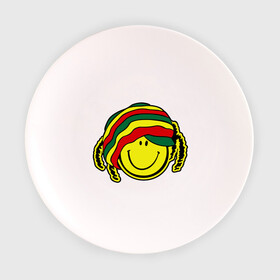 Тарелка с принтом Cмайл-растаман в Тюмени, фарфор | диаметр - 210 мм
диаметр для нанесения принта - 120 мм | дреды | настроение | позитив | раста | смайлик | улыбка