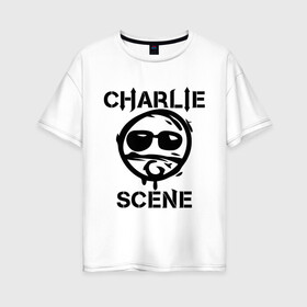 Женская футболка хлопок Oversize с принтом Charlie Scene (HU) в Тюмени, 100% хлопок | свободный крой, круглый ворот, спущенный рукав, длина до линии бедер
 | charlie | charlie scene | scene | панк | рок | чарли шин