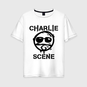 Женская футболка хлопок Oversize с принтом Charlie Scene (HU) в Тюмени, 100% хлопок | свободный крой, круглый ворот, спущенный рукав, длина до линии бедер
 | Тематика изображения на принте: charlie | charlie scene | scene | панк | рок | чарли шин