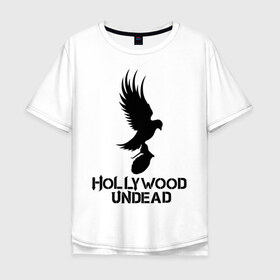 Мужская футболка хлопок Oversize с принтом Hollywood Undead в Тюмени, 100% хлопок | свободный крой, круглый ворот, “спинка” длиннее передней части | hollywood undead | undead | птица с гранатой | рок реп группа hollywood undead