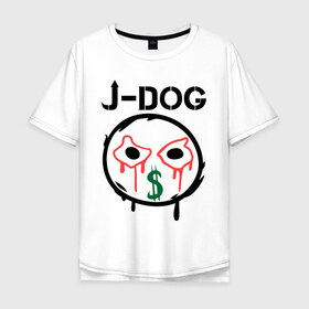 Мужская футболка хлопок Oversize с принтом J-Dog (HU) в Тюмени, 100% хлопок | свободный крой, круглый ворот, “спинка” длиннее передней части | hollywood undead | j dog | дже док | рок реп группа