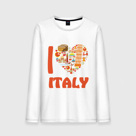 Мужской лонгслив хлопок с принтом Я люблю Италию в Тюмени, 100% хлопок |  | Тематика изображения на принте: башня пейзанская | италия | колизей | пицца | я люблю италию