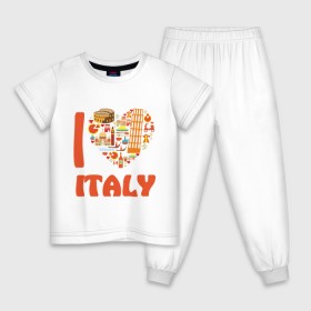 Детская пижама хлопок с принтом Я люблю Италию в Тюмени, 100% хлопок |  брюки и футболка прямого кроя, без карманов, на брюках мягкая резинка на поясе и по низу штанин
 | башня пейзанская | италия | колизей | пицца | я люблю италию