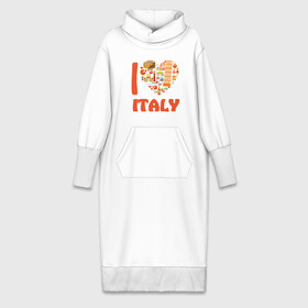 Платье удлиненное хлопок с принтом Я люблю Италию в Тюмени,  |  | башня пейзанская | италия | колизей | пицца | я люблю италию