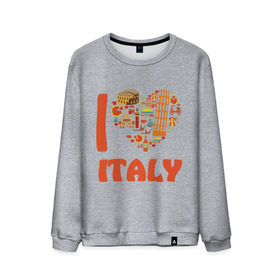 Мужской свитшот хлопок с принтом Я люблю Италию в Тюмени, 100% хлопок |  | башня пейзанская | италия | колизей | пицца | я люблю италию