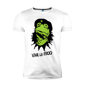 Мужская футболка премиум с принтом Viva la Frog в Тюмени, 92% хлопок, 8% лайкра | приталенный силуэт, круглый вырез ворота, длина до линии бедра, короткий рукав | frog | viva la frog | viva лягушка | лягушка | лягушка чегевара