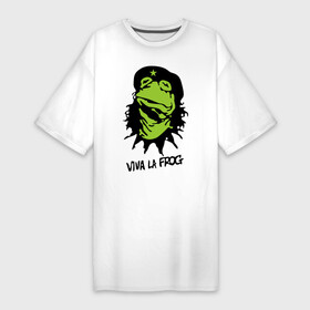 Платье-футболка хлопок с принтом Viva la Frog в Тюмени,  |  | frog | viva la frog | viva лягушка | лягушка | лягушка чегевара
