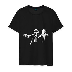 Мужская футболка хлопок с принтом daft punk в Тюмени, 100% хлопок | прямой крой, круглый вырез горловины, длина до линии бедер, слегка спущенное плечо. | daft punk | даф панк криминальное чтиво | криминальное чтиво | музыка электро | электро