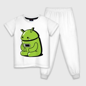 Детская пижама хлопок с принтом Андроид плачет в Тюмени, 100% хлопок |  брюки и футболка прямого кроя, без карманов, на брюках мягкая резинка на поясе и по низу штанин
 | android | андроид | андроид плачет