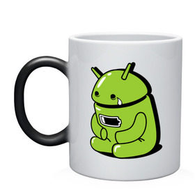 Кружка хамелеон с принтом Андроид плачет в Тюмени, керамика | меняет цвет при нагревании, емкость 330 мл | android | андроид | андроид плачет