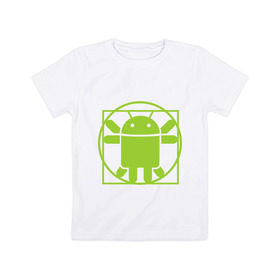 Детская футболка хлопок с принтом Андроид давинчи в Тюмени, 100% хлопок | круглый вырез горловины, полуприлегающий силуэт, длина до линии бедер | android | андроид давинчи | давинчи