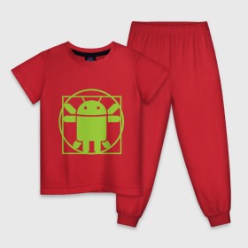 Детская пижама хлопок с принтом Андроид давинчи в Тюмени, 100% хлопок |  брюки и футболка прямого кроя, без карманов, на брюках мягкая резинка на поясе и по низу штанин
 | android | андроид давинчи | давинчи
