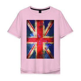 Мужская футболка хлопок Oversize с принтом Флаг Британии в цветах в Тюмени, 100% хлопок | свободный крой, круглый ворот, “спинка” длиннее передней части | англия | британский флаг | великобритания | флаг великобритании