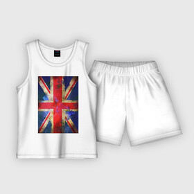 Детская пижама с шортами хлопок с принтом Флаг Британии в цветах в Тюмени,  |  | англия | британский флаг | великобритания | флаг великобритании
