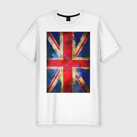 Мужская футболка премиум с принтом Флаг Британии в цветах в Тюмени, 92% хлопок, 8% лайкра | приталенный силуэт, круглый вырез ворота, длина до линии бедра, короткий рукав | англия | британский флаг | великобритания | флаг великобритании