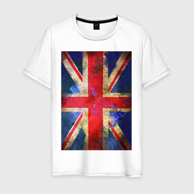 Мужская футболка хлопок с принтом Флаг Британии в цветах в Тюмени, 100% хлопок | прямой крой, круглый вырез горловины, длина до линии бедер, слегка спущенное плечо. | Тематика изображения на принте: англия | британский флаг | великобритания | флаг великобритании
