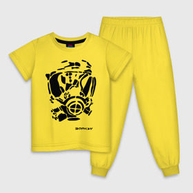 Детская пижама хлопок с принтом Противогаз. Бэнкси в Тюмени, 100% хлопок |  брюки и футболка прямого кроя, без карманов, на брюках мягкая резинка на поясе и по низу штанин
 | banksy | бенкси | бэнкси | графити | граффити | стрит арт | стритарт