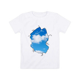 Детская футболка хлопок с принтом Небо. Бэнкси в Тюмени, 100% хлопок | круглый вырез горловины, полуприлегающий силуэт, длина до линии бедер | banksy | бенкси | бэнкси | графити | граффити | небо | облака | облако | стрит арт | стритарт