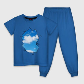 Детская пижама хлопок с принтом Небо. Бэнкси в Тюмени, 100% хлопок |  брюки и футболка прямого кроя, без карманов, на брюках мягкая резинка на поясе и по низу штанин
 | banksy | бенкси | бэнкси | графити | граффити | небо | облака | облако | стрит арт | стритарт
