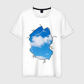 Мужская футболка хлопок с принтом Небо. Бэнкси в Тюмени, 100% хлопок | прямой крой, круглый вырез горловины, длина до линии бедер, слегка спущенное плечо. | banksy | бенкси | бэнкси | графити | граффити | небо | облака | облако | стрит арт | стритарт
