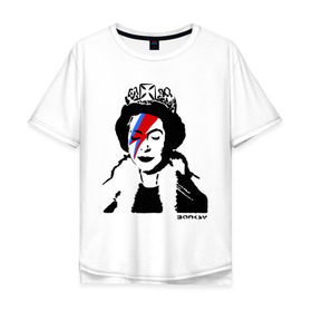 Мужская футболка хлопок Oversize с принтом Елизавета вторая в Тюмени, 100% хлопок | свободный крой, круглый ворот, “спинка” длиннее передней части | banksy | английская королева | англия | бенкси | бэнкси | великобритания | графити | граффити | королева | стрит арт | стритарт