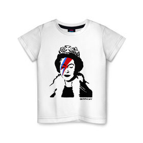 Детская футболка хлопок с принтом Елизавета вторая в Тюмени, 100% хлопок | круглый вырез горловины, полуприлегающий силуэт, длина до линии бедер | banksy | английская королева | англия | бенкси | бэнкси | великобритания | графити | граффити | королева | стрит арт | стритарт
