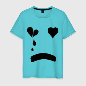 Мужская футболка хлопок с принтом Sad smile в Тюмени, 100% хлопок | прямой крой, круглый вырез горловины, длина до линии бедер, слегка спущенное плечо. | smile | грустный смайлик | сердце | смайл | смайлик