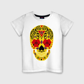 Детская футболка хлопок с принтом Flower Skull в Тюмени, 100% хлопок | круглый вырез горловины, полуприлегающий силуэт, длина до линии бедер | skull | цветочный орнамент | цветы | череп | черепа