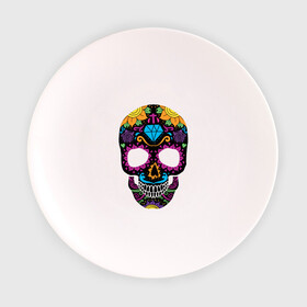 Тарелка с принтом Skull mexica в Тюмени, фарфор | диаметр - 210 мм
диаметр для нанесения принта - 120 мм | Тематика изображения на принте: skull | мексика | мексиканский череп | череп | черепа