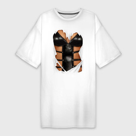 Платье-футболка хлопок с принтом Leather underwear в Тюмени,  |  | Тематика изображения на принте: woman body | белье | грудь | женское тело | нижнее белье | подарок жене | тело