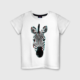 Детская футболка хлопок с принтом Зебра watercolor в Тюмени, 100% хлопок | круглый вырез горловины, полуприлегающий силуэт, длина до линии бедер | животные | звери | зебра