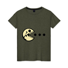 Женская футболка хлопок с принтом dead pacman в Тюмени, 100% хлопок | прямой крой, круглый вырез горловины, длина до линии бедер, слегка спущенное плечо | игры | мертвый пакман | пакман | череп