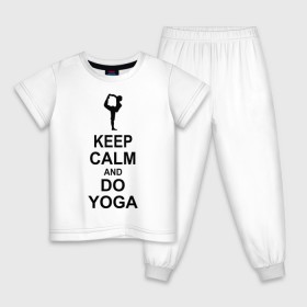 Детская пижама хлопок с принтом Keep calm and do yoga. в Тюмени, 100% хлопок |  брюки и футболка прямого кроя, без карманов, на брюках мягкая резинка на поясе и по низу штанин
 | йога | ом | спорт
