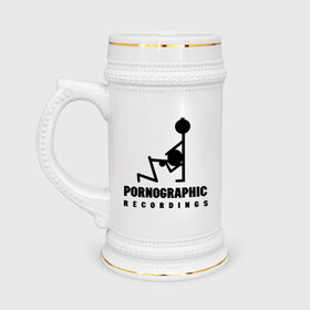 Кружка пивная с принтом Pornographic в Тюмени,  керамика (Материал выдерживает высокую температуру, стоит избегать резкого перепада температур) |  объем 630 мл | recordings | девушка | парень | съемка | фигурки | человечки