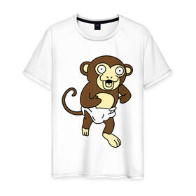 Мужская футболка хлопок с принтом Педообезьяна (pedomonkey) в Тюмени, 100% хлопок | прямой крой, круглый вырез горловины, длина до линии бедер, слегка спущенное плечо. | животное | зверь | интернет приколы | мемы | педобир | педомедведь
