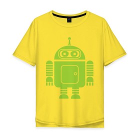 Мужская футболка хлопок Oversize с принтом Android-bender. в Тюмени, 100% хлопок | свободный крой, круглый ворот, “спинка” длиннее передней части | админам | андроид | бендер | мультик | мультфильм | ос | робот | футурама