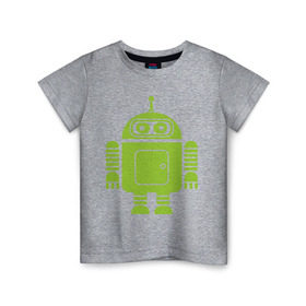 Детская футболка хлопок с принтом Android-bender. в Тюмени, 100% хлопок | круглый вырез горловины, полуприлегающий силуэт, длина до линии бедер | админам | андроид | бендер | мультик | мультфильм | ос | робот | футурама
