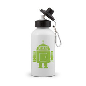 Бутылка спортивная с принтом Android-bender. в Тюмени, металл | емкость — 500 мл, в комплекте две пластиковые крышки и карабин для крепления | админам | андроид | бендер | мультик | мультфильм | ос | робот | футурама