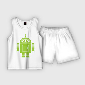 Детская пижама с шортами хлопок с принтом Android bender. в Тюмени,  |  | админам | андроид | бендер | мультик | мультфильм | ос | робот | футурама