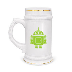 Кружка пивная с принтом Android-bender. в Тюмени,  керамика (Материал выдерживает высокую температуру, стоит избегать резкого перепада температур) |  объем 630 мл | админам | андроид | бендер | мультик | мультфильм | ос | робот | футурама