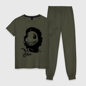 Женская пижама хлопок с принтом Команданте Чермандер в Тюмени, 100% хлопок | брюки и футболка прямого кроя, без карманов, на брюках мягкая резинка на поясе и по низу штанин | че гевара