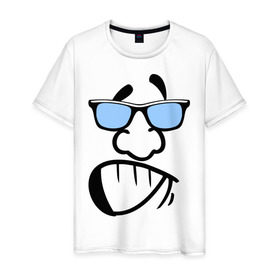 Мужская футболка хлопок с принтом Пижон в Тюмени, 100% хлопок | прямой крой, круглый вырез горловины, длина до линии бедер, слегка спущенное плечо. | smail | пижон | позитывный | смайл | смайл в очках