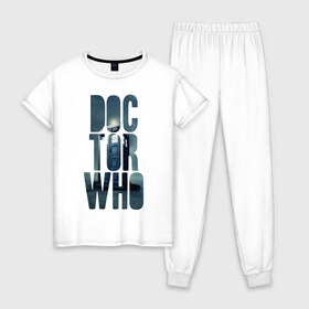 Женская пижама хлопок с принтом Doctor Who в Тюмени, 100% хлопок | брюки и футболка прямого кроя, без карманов, на брюках мягкая резинка на поясе и по низу штанин | doctor who | доктор | доктор кто